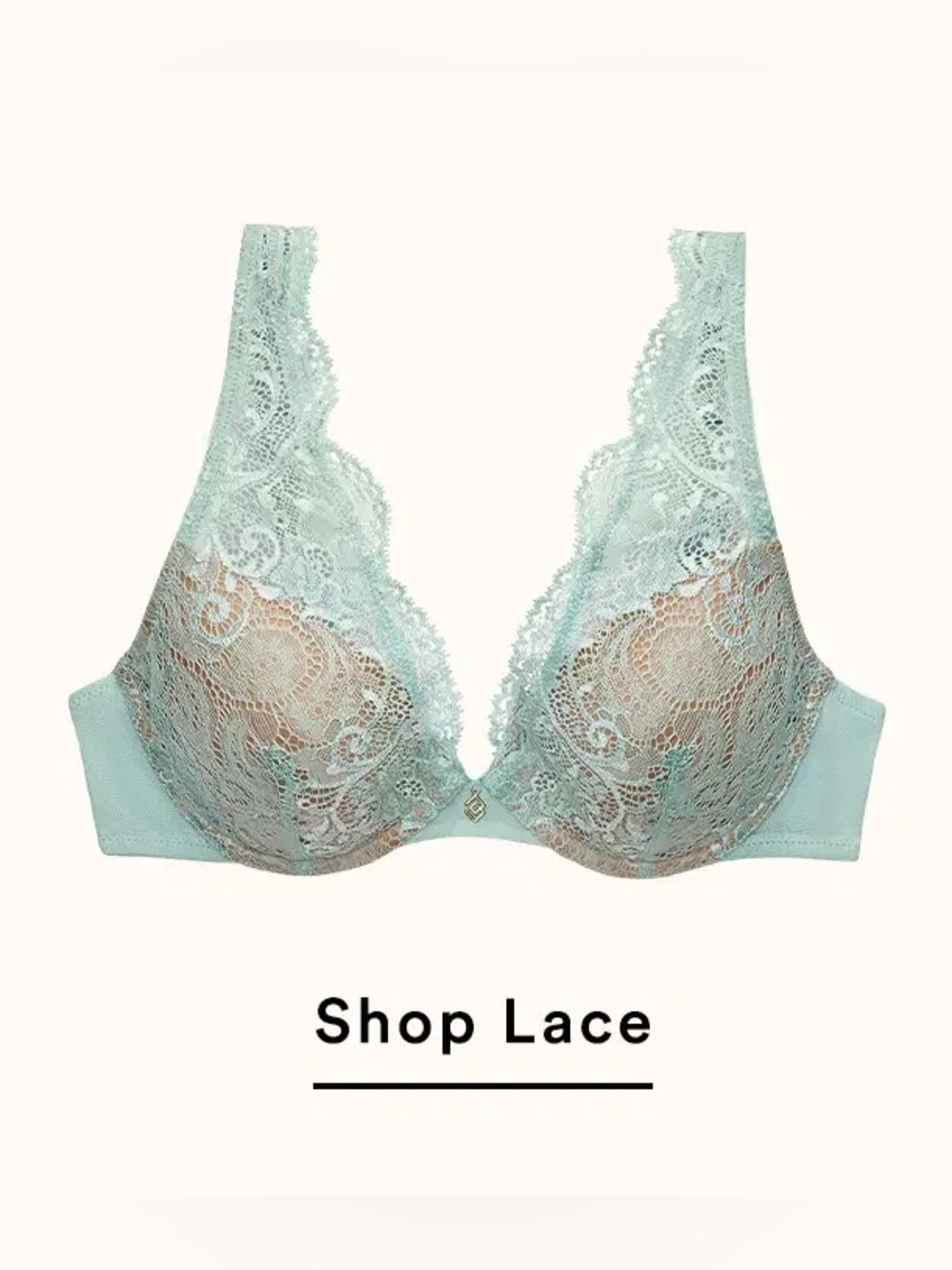 ThirdLove Aqua Blue Floral Lace Contour Plunge Bra